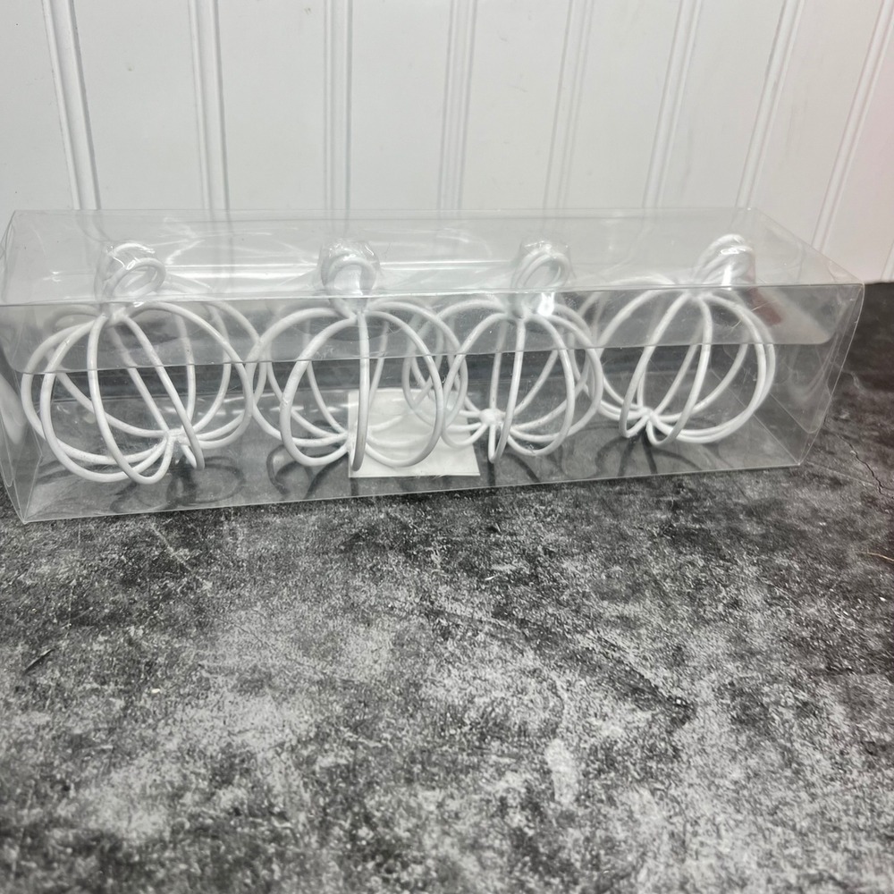White Metal Wire Pumpkin Place Card Holders | Cottage Thanksgiving Fall Autumn